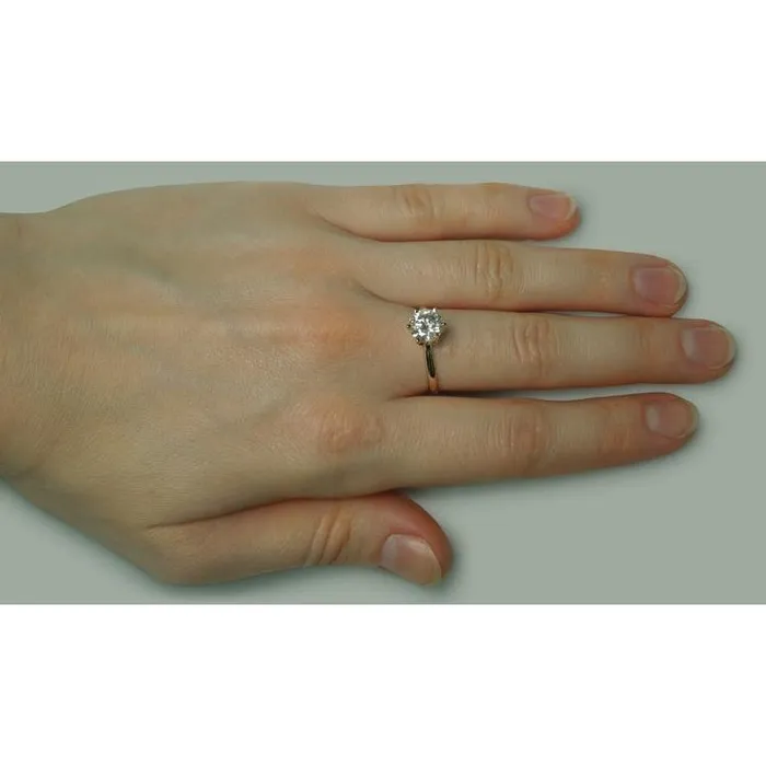 Rings GB Solitaire 150 Carat Round Natural Earth Mined Diamond Ring Yellow Gold 14K