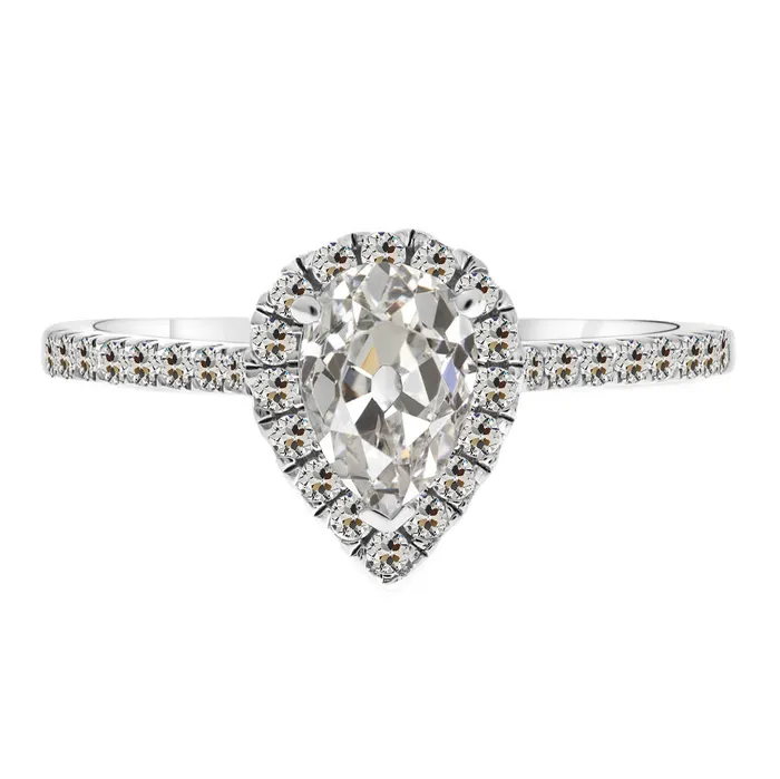 Rings HarryChadEntcom 3 Carats Pear And Round Old European Mined Diamond Halo Anniversary Ring Rings HarryChadEntcom 3 Carats Pear And Round Old European Mined Diamond Halo Anniversary Ring