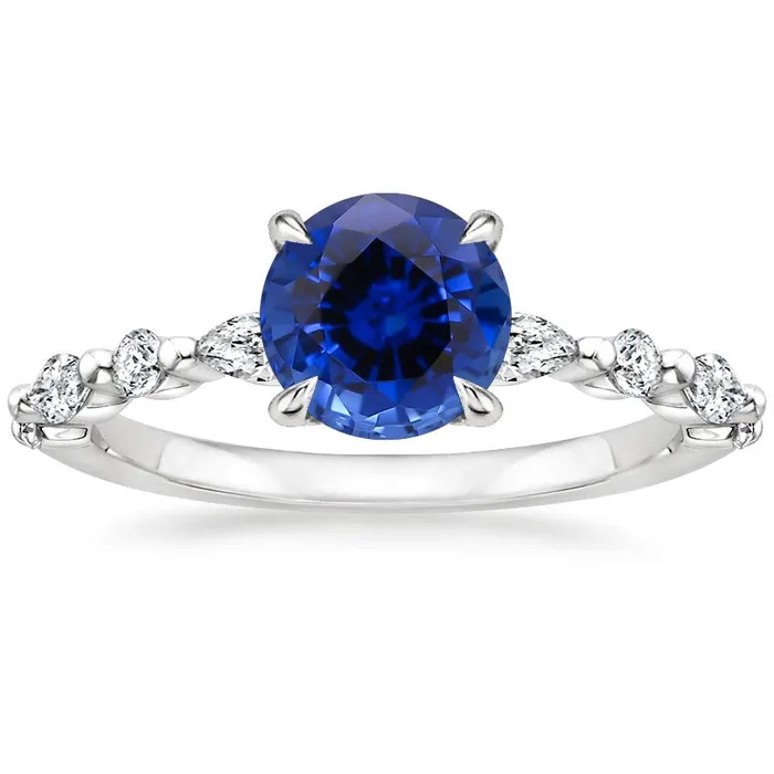 Rings HarryChadEntcom 4 Carats Engagement Ring Round Ceylon Sapphire Natural Earth Mined Diamond Marquise Gold Rings HarryChadEntcom 4 Carats Engagement Ring Round Ceylon Sapphire Natural Earth Mined Diamond Marquise Gold