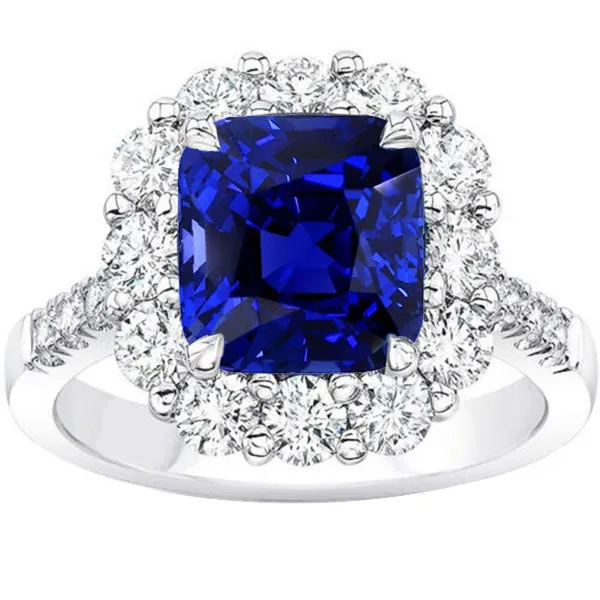Rings HarryChadEntcom 550 Carats Halo Cushion Deep Blue Sapphire Ring Natural Earth Mined Diamond Jewelry Rings HarryChadEntcom 550 Carats Halo Cushion Deep Blue Sapphire Ring Natural Earth Mined Diamond Jewelry