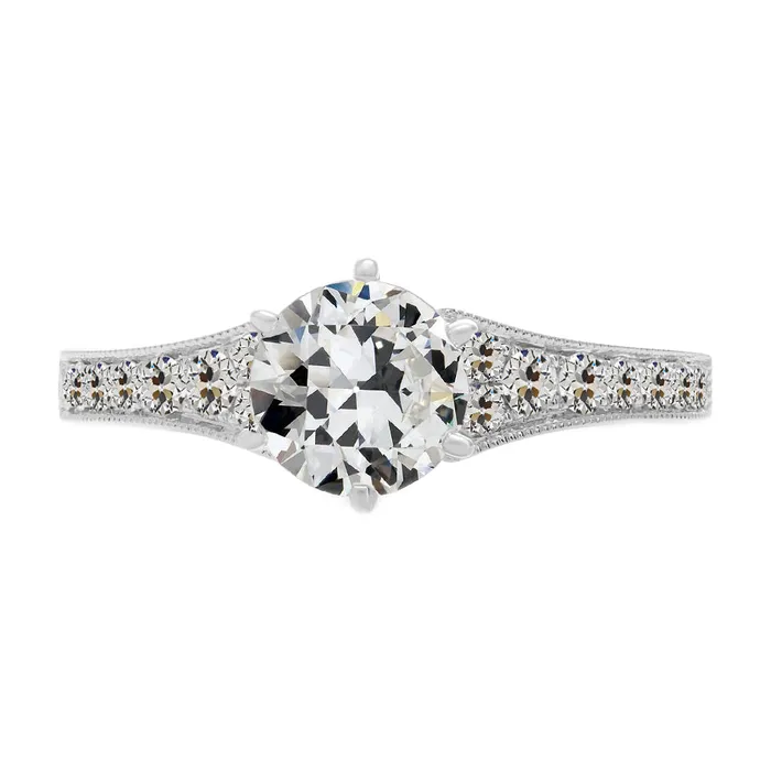 Rings HarryChadEntcom Earth Mined Diamond Anniversary Old Cut Solitaire Ring With Accents 3 Carats