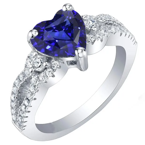 Rings HarryChadEntcom Gemstone Ring Heart Cut Blue Sapphire Split Shank 450 Carats