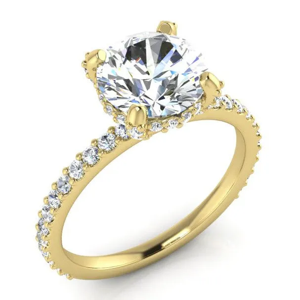 Rings HarryChadEntcom Hidden Halo Round Pave Mined Diamond Ring