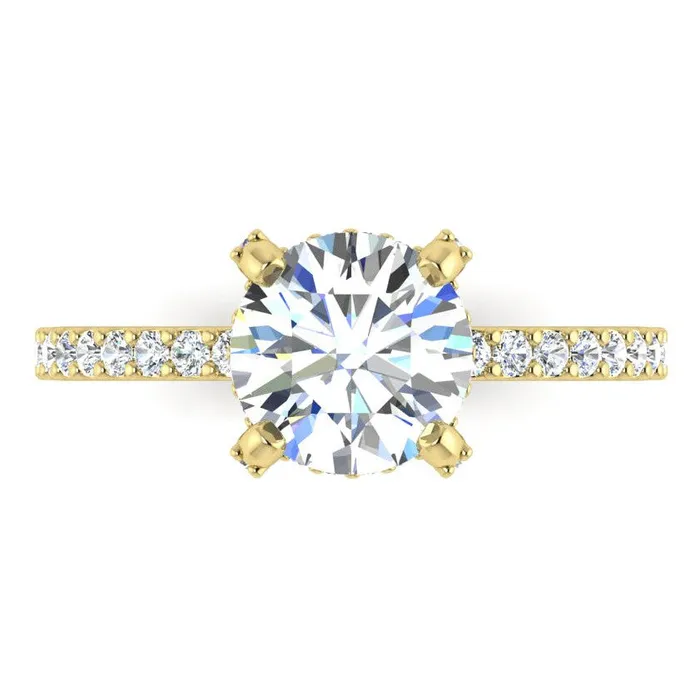 Rings HarryChadEntcom Hidden Halo Round Pave Mined Diamond Ring