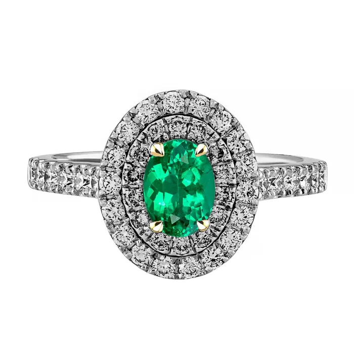 Rings HarryChadEntcom Oval Green Emerald Ring Round Diamond Double Halo Jewelry Rings HarryChadEntcom Oval Green Emerald Ring Round Diamond Double Halo Jewelry