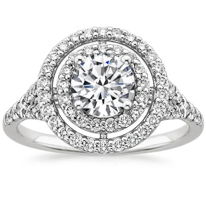Rings Round Double Halo Natural Earth Mined Diamond Wedding Ring 2 Carats GB Rings Round Double Halo Natural Earth Mined Diamond Wedding Ring 2 Carats GB