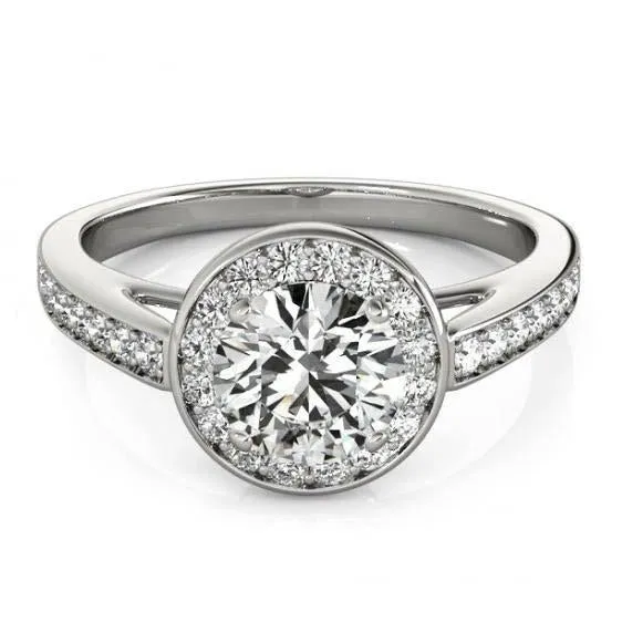 Rings Round Natural Earth Mined Diamond Engagement Halo Ring 150 Carats White Gold 14K GB Rings Round Natural Earth Mined Diamond Engagement Halo Ring 150 Carats White Gold 14K GB
