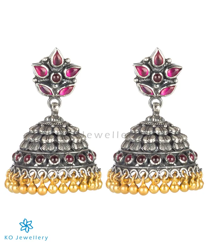 Rings Silversmith The Anandita Silver Kempu JhumkaTwo Tone
