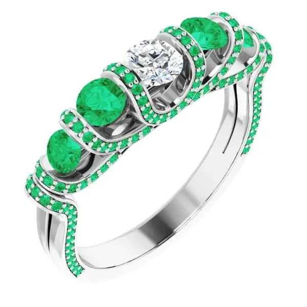 Rings Unique Style Round Natural Earth Mined Diamond Emerald Ring 390 Carats GB Rings Unique Style Round Natural Earth Mined Diamond Emerald Ring 390 Carats GB