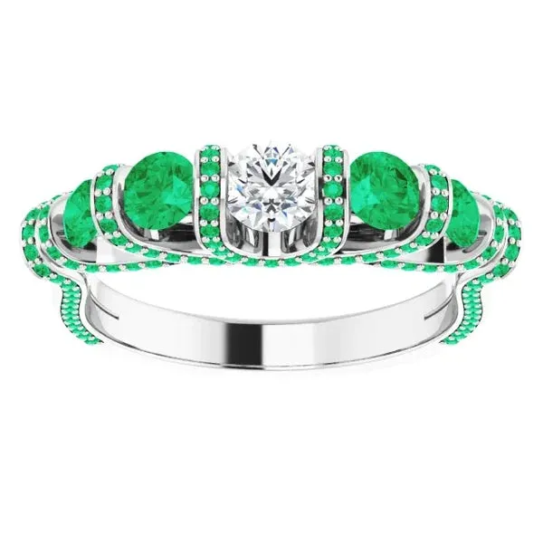 Rings Unique Style Round Natural Earth Mined Diamond Emerald Ring 390 Carats GB Rings Unique Style Round Natural Earth Mined Diamond Emerald Ring 390 Carats GB