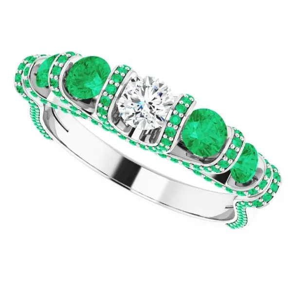 Rings Unique Style Round Natural Earth Mined Diamond Emerald Ring 390 Carats GB Rings Unique Style Round Natural Earth Mined Diamond Emerald Ring 390 Carats GB