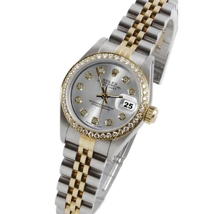 Rolex Silver Diamond Dial Datejust Women Watch Two Tone Bracelet GB Bracelets Rolex Silver Diamond Dial Datejust Women Watch Two Tone Bracelet GB Bracelets