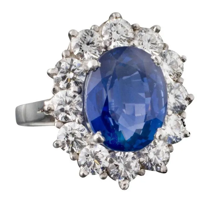 Round And Oval Ceylon Sapphire 6 Carat Natural Earth Mined Diamond Ring White Gold 14K GB Rings Round And Oval Ceylon Sapphire 6 Carat Natural Earth Mined Diamond Ring White Gold 14K GB Rings