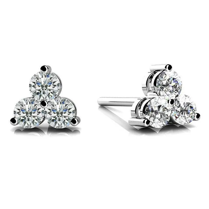 Round Cut Sparkling 3 Ct Natural Earth Mined Diamonds Lady Stud Earrings White Gold 14K GB Earrings