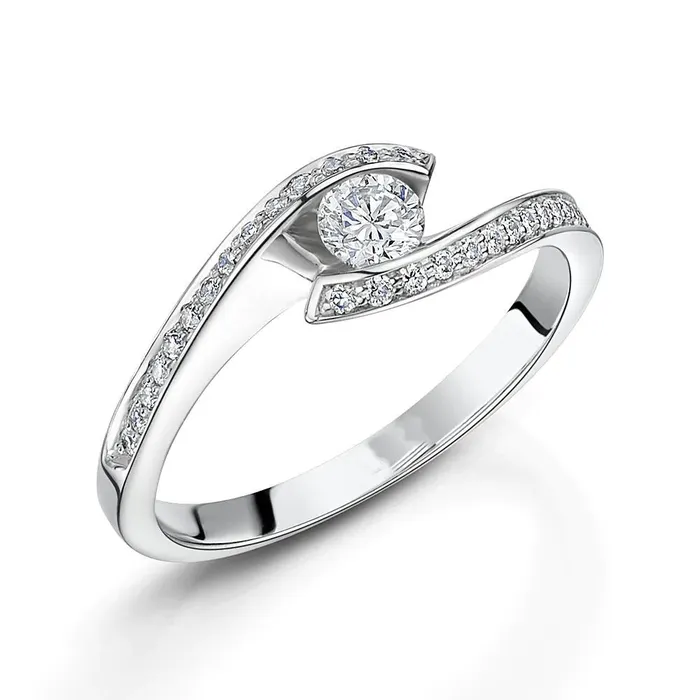 Round Cut Tension Like Natural Earth Mined Diamond Engagement Ring White Gold GB Rings Round Cut Tension Like Natural Earth Mined Diamond Engagement Ring White Gold GB Rings