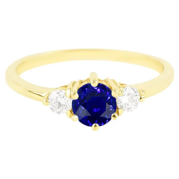 Round Natural Earth Mined Diamond Ceylon Sapphire Ring 2 Carats 3 Stone Yellow Gold Prongs HarryChadEntcom Rings Round Natural Earth Mined Diamond Ceylon Sapphire Ring 2 Carats 3 Stone Yellow Gold Prongs HarryChadEntcom Rings