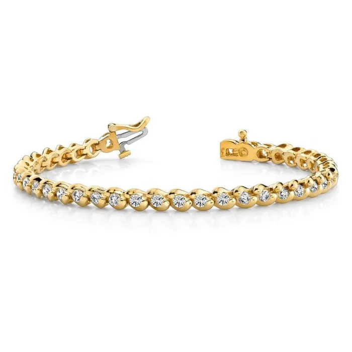 Round Natural Earth Mined Diamonds Basic Tennis Bracelet 14K Yellow Gold 6 Carats GB Bracelets Round Natural Earth Mined Diamonds Basic Tennis Bracelet 14K Yellow Gold 6 Carats GB Bracelets