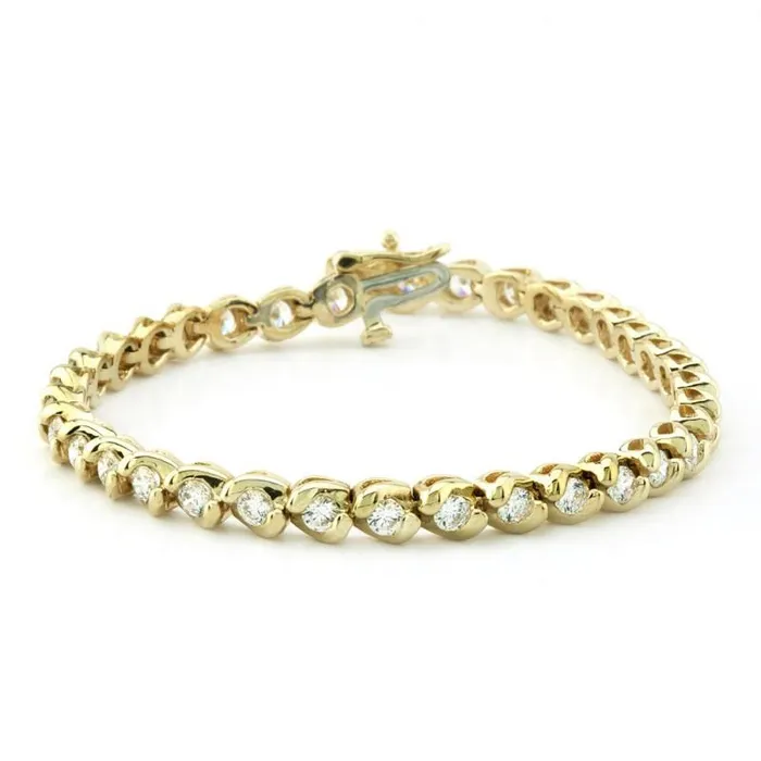 Round Natural Earth Mined Diamonds Basic Tennis Bracelet 14K Yellow Gold 6 Carats GB Bracelets Round Natural Earth Mined Diamonds Basic Tennis Bracelet 14K Yellow Gold 6 Carats GB Bracelets