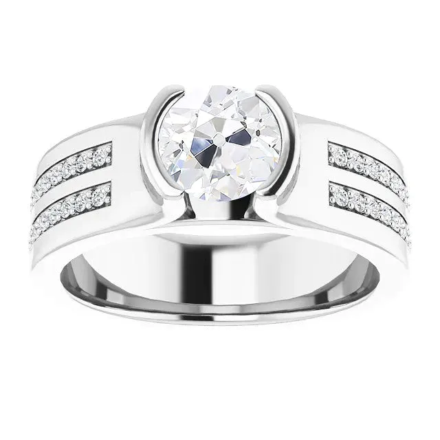 Round Old Cut Natural Earth Mined Diamond Ring Half Bezel Channel Set 350 Carats HarryChadEntcom Rings Round Old Cut Natural Earth Mined Diamond Ring Half Bezel Channel Set 350 Carats HarryChadEntcom Rings