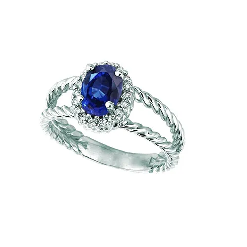 Sapphire And Natural Earth Mined Diamond Oval Fancy Ring 155 Carats 14K White Gold GB Rings Sapphire And Natural Earth Mined Diamond Oval Fancy Ring 155 Carats 14K White Gold GB Rings