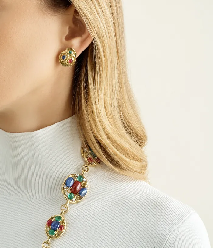 Sapphire Emerald Ruby Earrings David Webb Earrings Sapphire Emerald Ruby Earrings David Webb Earrings