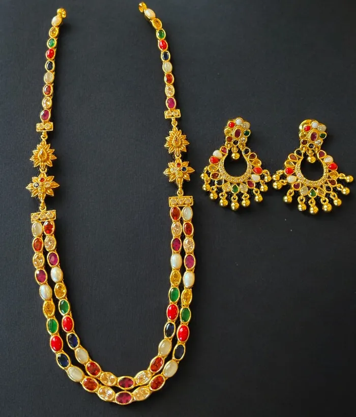 Silversmith Necklaces The Meghana Silver Navaratna Necklace 2 Layers