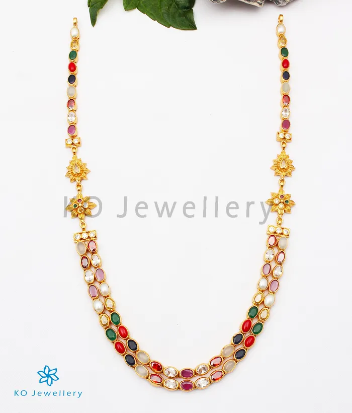 Silversmith Necklaces The Meghana Silver Navaratna Necklace 2 Layers