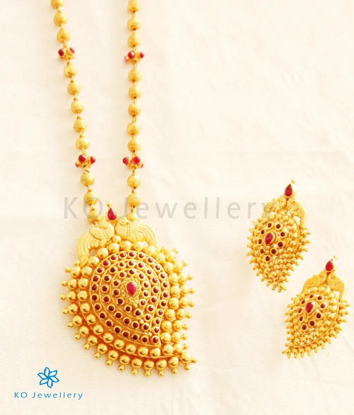 Silversmith Necklaces The Prashanti Mohanmala Silver Necklace Red