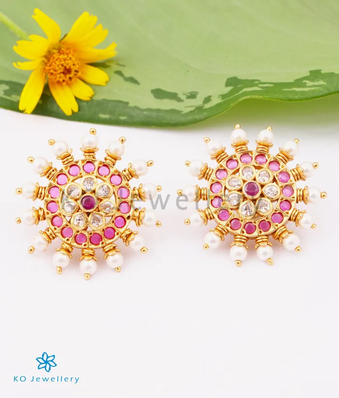 Silversmith The Garv Silver Earstuds Redwhite Earrings
