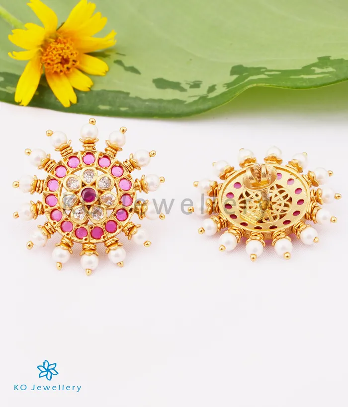 Silversmith The Garv Silver Earstuds Redwhite Earrings