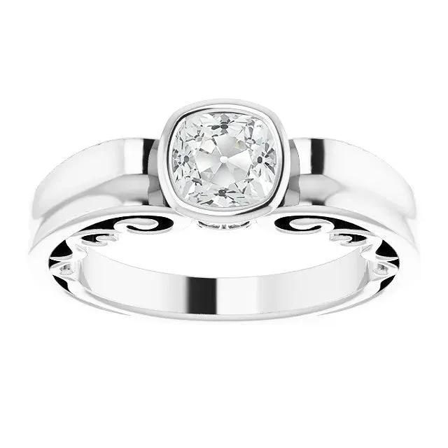 Solitaire Ring Cushion Old Cut Natural Earth Mined Diamond Bezel Set Filigree 215 Carats HarryChadEntcom Rings Solitaire Ring Cushion Old Cut Natural Earth Mined Diamond Bezel Set Filigree 215 Carats HarryChadEntcom Rings