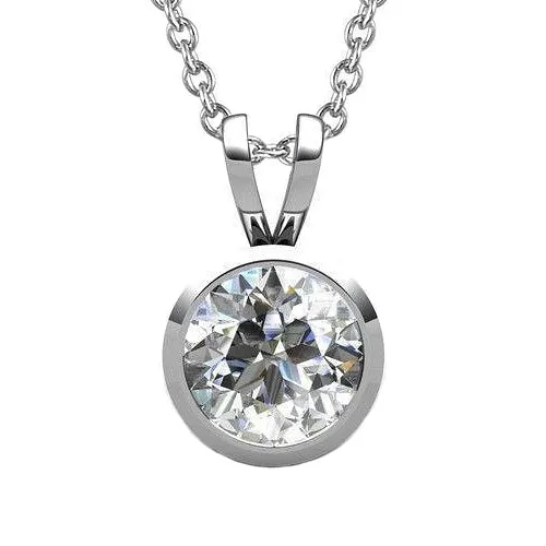 Sparkling Big Round Cut Natural Earth Mined Diamond Pendant 5 Carats Bezel Set Jewelry GB Necklaces Sparkling Big Round Cut Natural Earth Mined Diamond Pendant 5 Carats Bezel Set Jewelry GB Necklaces