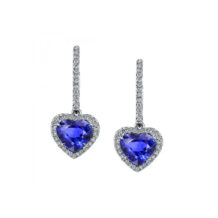 Sri Lanka Sapphire Natural Earth Mined Diamond Dangle Earring White Gold 14K 250 Carats GB Earrings Sri Lanka Sapphire Natural Earth Mined Diamond Dangle Earring White Gold 14K 250 Carats GB Earrings