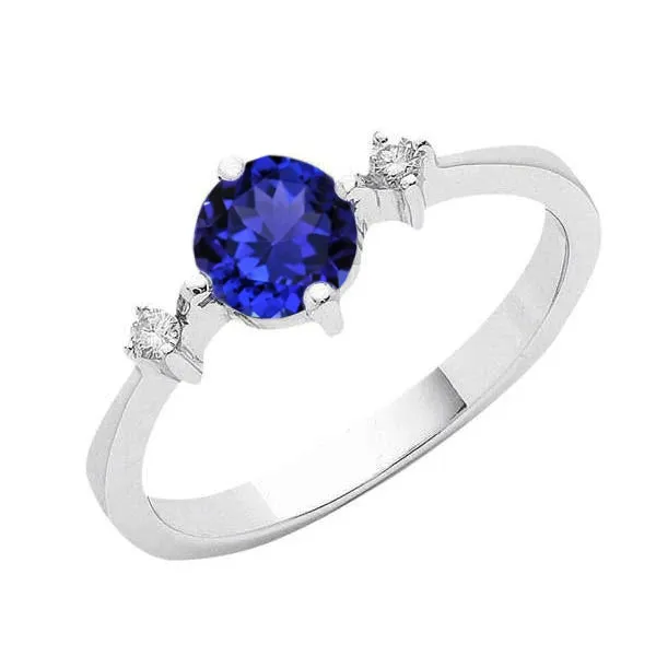 Tanzanite AAA Round Natural Earth Mined Diamonds Women Fancy Ring White Gold 075 Carats GB Rings Tanzanite AAA Round Natural Earth Mined Diamonds Women Fancy Ring White Gold 075 Carats GB Rings