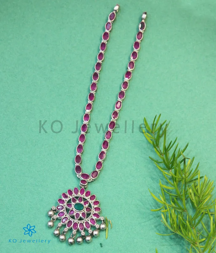 The Abir Silver Kempu Necklace Oxidised Silversmith Necklaces