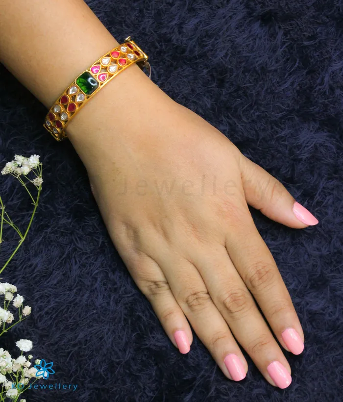 The Ada Silver Polki Bracelet GreenSize 26 Kundan Bracelets
