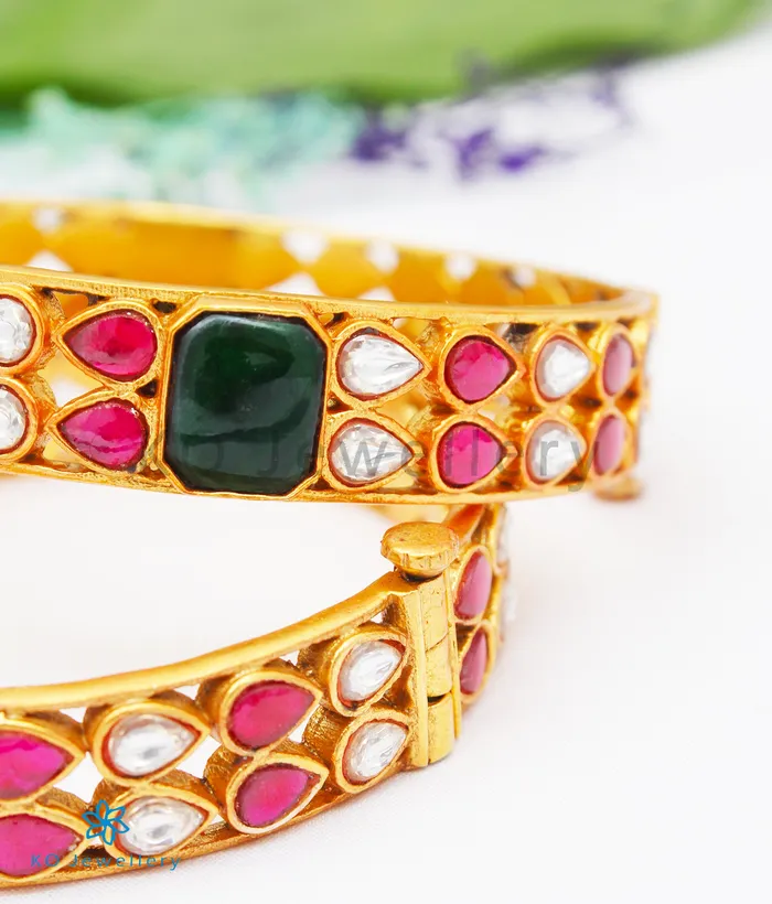 The Ada Silver Polki Bracelet GreenSize 26 Kundan Bracelets