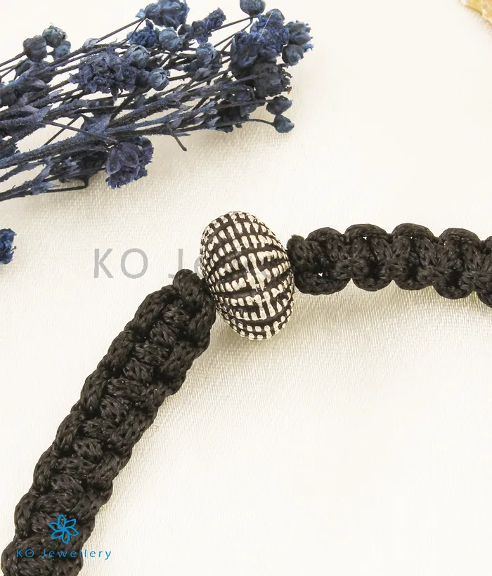 The Navita Silver Black Thread Bracelet Jaipur Bracelets