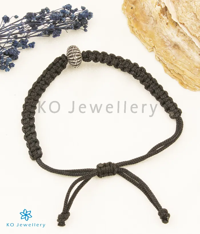 The Navita Silver Black Thread Bracelet Jaipur Bracelets