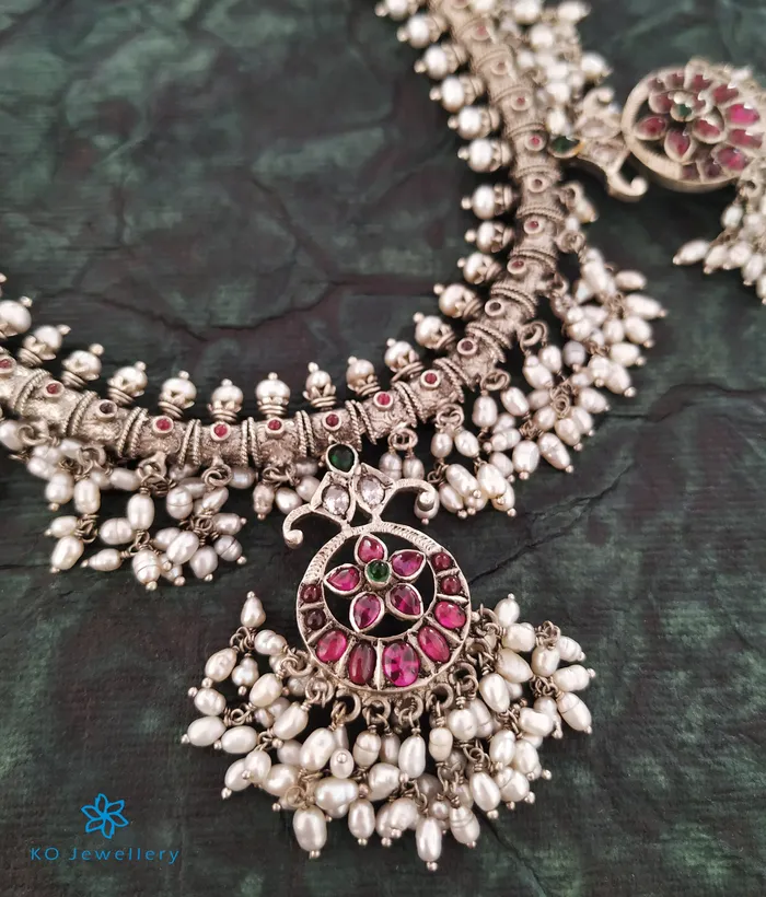 The Samanvita Silver Guttapusalu Necklace Oxidised Silversmith Necklaces