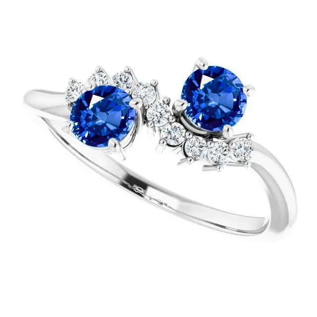 Toi et Moi Natural Earth Mined Diamond Ring 118 Carats Ceylon Sapphire Women Jewelry 14K GB Rings Toi et Moi Natural Earth Mined Diamond Ring 118 Carats Ceylon Sapphire Women Jewelry 14K GB Rings