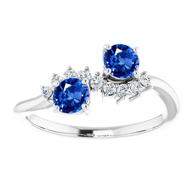 Toi et Moi Natural Earth Mined Diamond Ring 118 Carats Ceylon Sapphire Women Jewelry 14K GB Rings Toi et Moi Natural Earth Mined Diamond Ring 118 Carats Ceylon Sapphire Women Jewelry 14K GB Rings