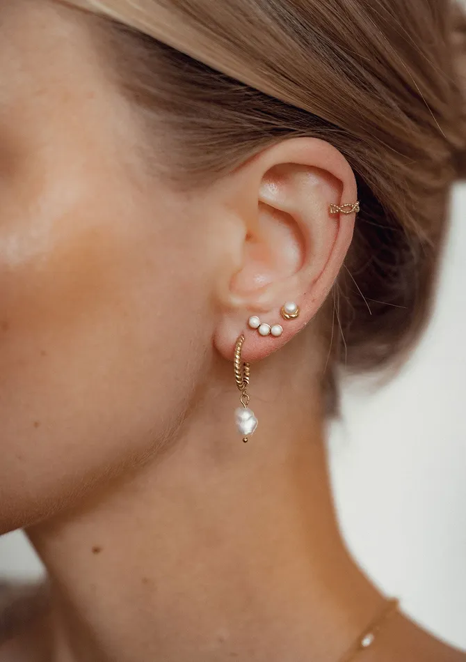 Trio Pearl Stud Earrings Sterling Silver Gold Hey Happiness Earrings Trio Pearl Stud Earrings Sterling Silver Gold Hey Happiness Earrings