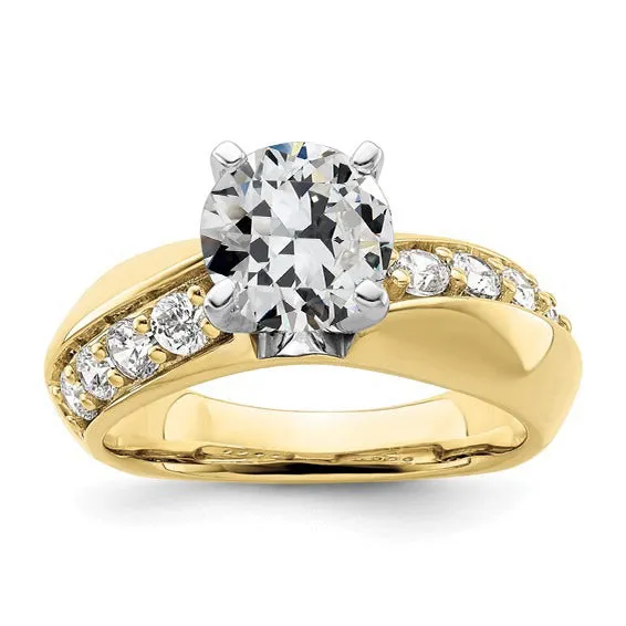 Two Tone Round Old Mine Cut Real Natural Earth Mined Diamond Ring Prong Set 4 Carats Gold HarryChadEntcom Rings Two Tone Round Old Mine Cut Real Natural Earth Mined Diamond Ring Prong Set 4 Carats Gold HarryChadEntcom Rings