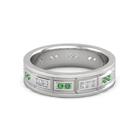 Vintage Type Band Natural Earth Mined Diamonds Green Emerald 360 Carats White Gold 14K GB Rings Vintage Type Band Natural Earth Mined Diamonds Green Emerald 360 Carats White Gold 14K GB Rings