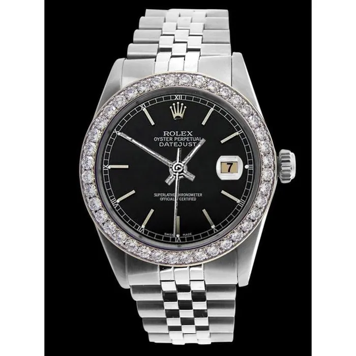 Watches GB Black Stick Dial Bezel Gents Watch Rolex Datejust Jubilee Ss QUICK SET Watches GB Black Stick Dial Bezel Gents Watch Rolex Datejust Jubilee Ss QUICK SET