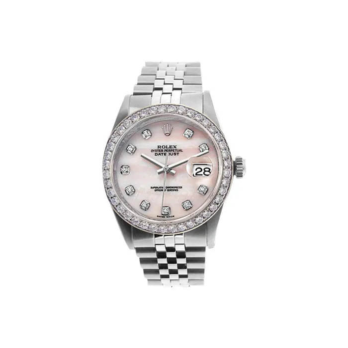 Watches GB Rolex Date Just Gents Watch Mother Of Pearl Pink Mop QUICK SET