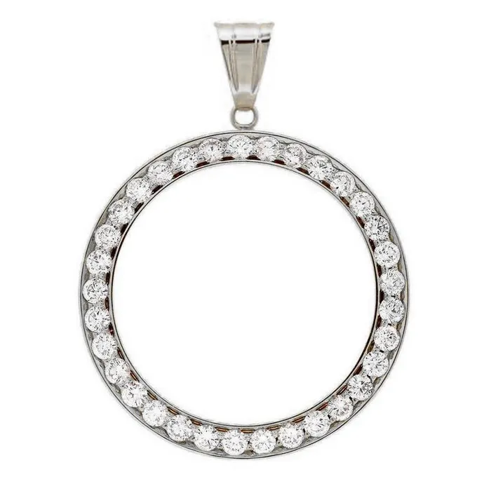 White Gold Dollar Natural Earth Mined Diamond Bezel Pendant 2 Carats Coin not included HarryChadEntcom Necklaces White Gold Dollar Natural Earth Mined Diamond Bezel Pendant 2 Carats Coin not included HarryChadEntcom Necklaces