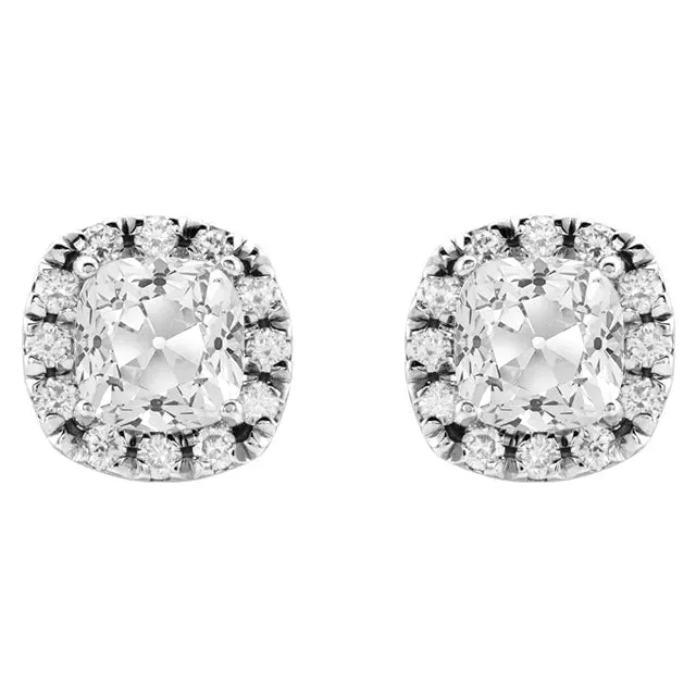 White Gold Genuine Diamond Stud Halo Earrings 9 Carats Cushion Old Mine Cut HarryChadEntcom Earrings White Gold Genuine Diamond Stud Halo Earrings 9 Carats Cushion Old Mine Cut HarryChadEntcom Earrings