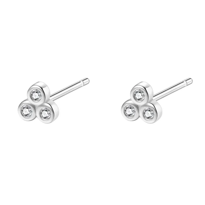 White Triad Stud Earrings Sterling Silver Hey Happiness Earrings